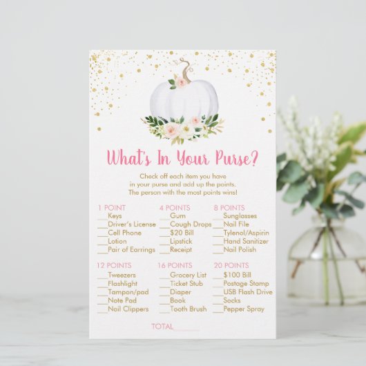 Pumpkin Pink Gold What's In Your Purse Game (Standing Front)