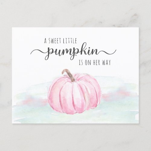 Pumpkin Pink Mint Watercolor Baby Girl Shower Invitation Postcard