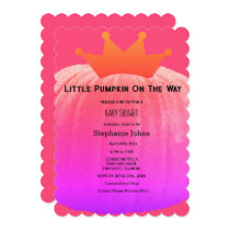 Pumpkin Pink Purple Baby Shower Girls QR Code Invitation