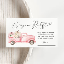 Pumpkin Pink Truck Baby Shower Diaper Raffle Enclosure Card