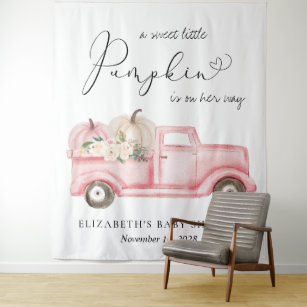 Pumpkin Pink Truck Baby Shower Photo Backdrop