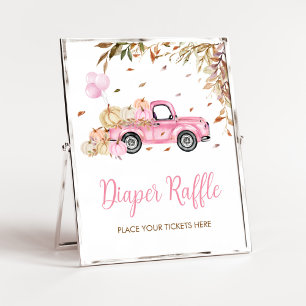 Pumpkin Pink Truck Diaper Raffle Baby Shower Poster