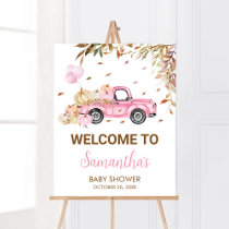 Pumpkin Pink Truck Welcome Baby Shower Poster