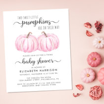 Pumpkin Pink Twin Baby Girls Shower Invitation
