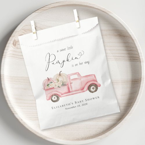 Pumpkin Pink Vintage Truck Floral Baby Girl Shower Favor Bag