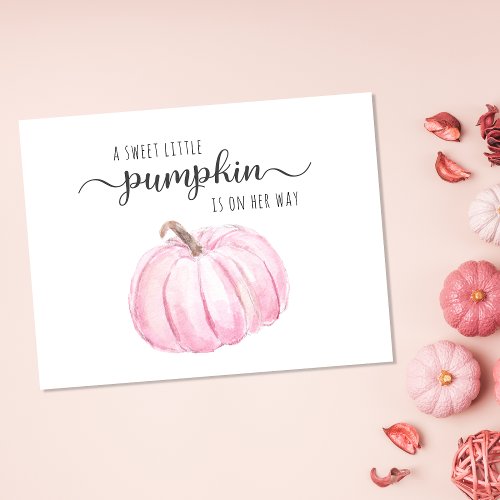 Pumpkin Pink Watercolor Baby Girl Shower Invitation Postcard