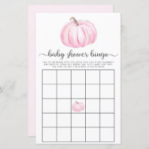 Pumpkin Pink Watercolor Bingo Baby Shower Game