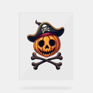 Pumpkin Pirate – Halloween Skull Shirt Acrylic Sign