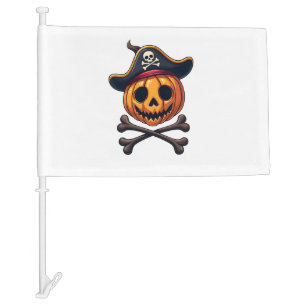 Pumpkin Pirate � Halloween Skull Shirt Car Flag