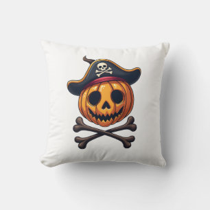 Pumpkin Pirate � Halloween Skull Shirt Throw Pillow