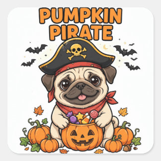 Pumpkin Pirate Sticker — Pug Pirate Hat Candy Buck