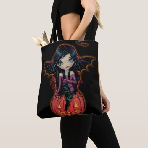 Pumpkin Pixie Cute Big Eye Artwork Tote Bag