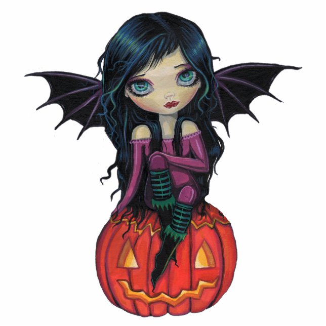Pumpkin Pixie Halloween Acrylic Photo Sculpture (Front)