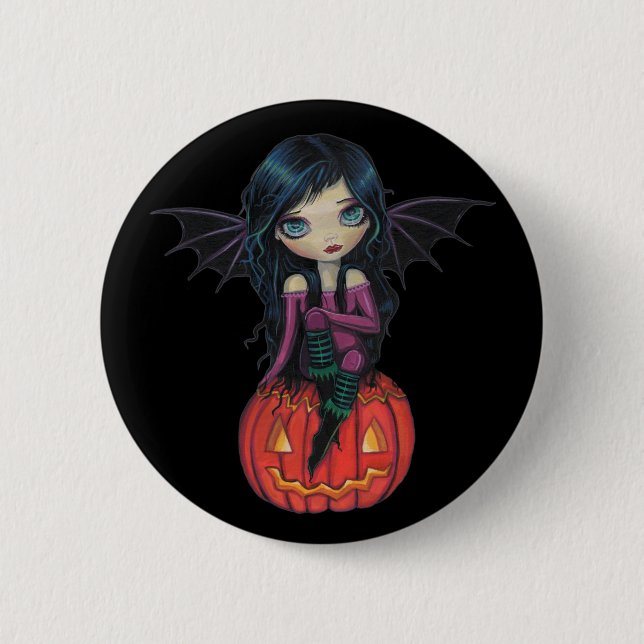 Pumpkin Pixie Halloween Cute Vampire Button (Front)