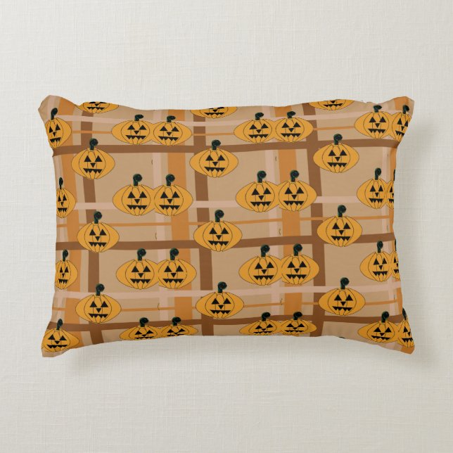 Pumpkin Plaid Accent Pillow (Front)