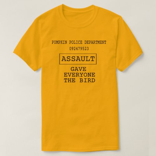 Pumpkin Police Department Assault Thanksgiving T_Shirt