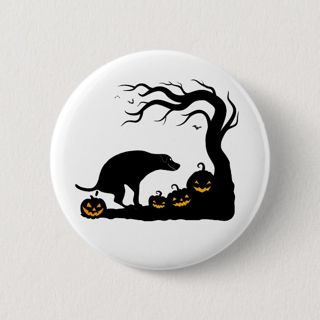 Pumpkin Poop Patrol Funny Halloween Dog Button (Front)