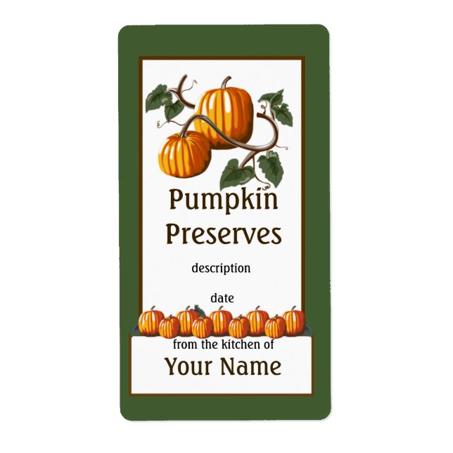 Pumpkin Preserves Canning Label (Front)