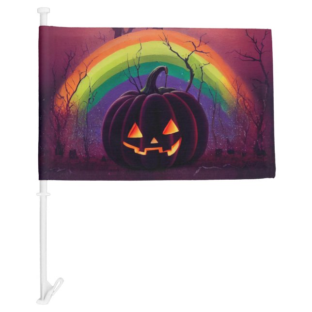 Pumpkin Pride | Rainbow Halloween Car Flag (Front)