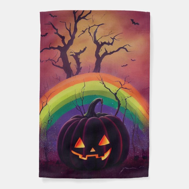 Pumpkin Pride | Rainbow Halloween Garden Flag (Front)