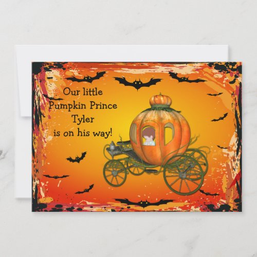 Pumpkin Prince Halloween Boy Baby Shower Invitation