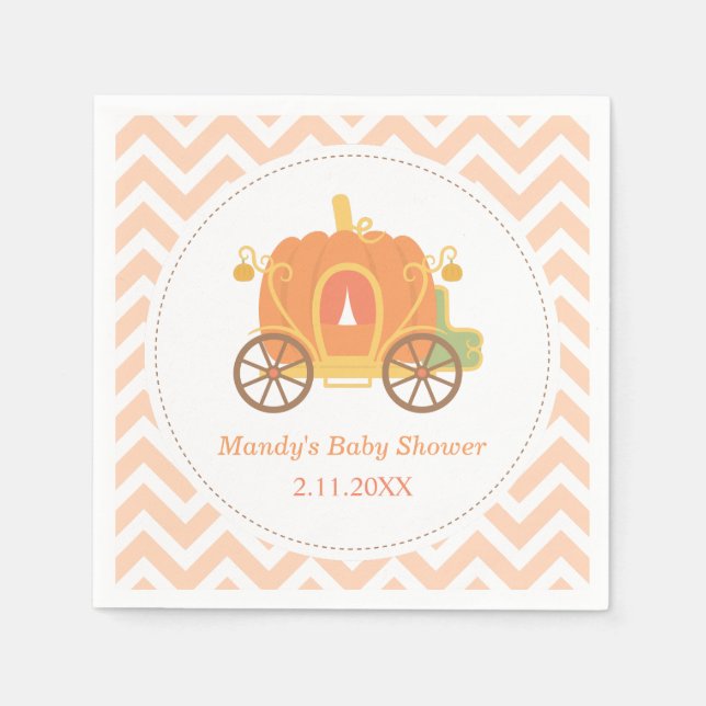 Pumpkin Princess Carriage Baby Shower Supplies Paper Napkins (Front)