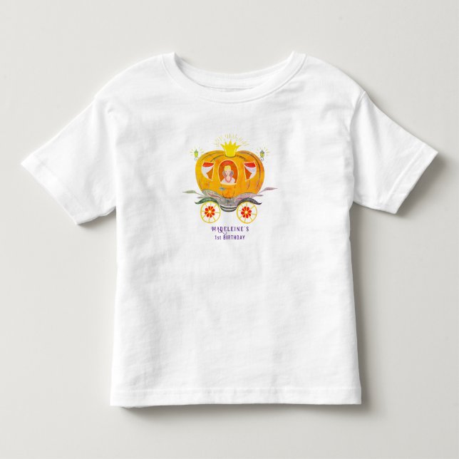 Pumpkin Princess Carriage Wildflowers Birthday Toddler T-shirt (Front)
