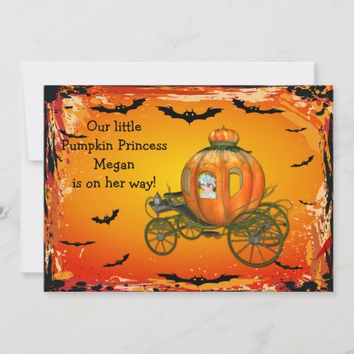 Pumpkin Princess Halloween Girl Baby Shower Invitation