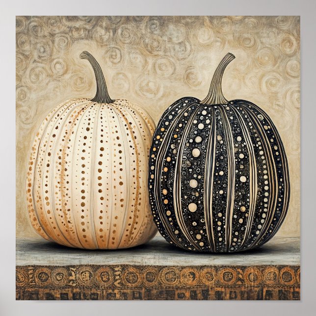 pumpkin print autumn poster kitchen wall decor (Front)
