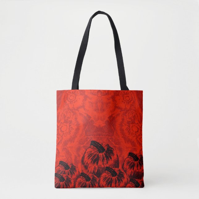 Pumpkin Print Halloween Orange Tote Bag (Front)