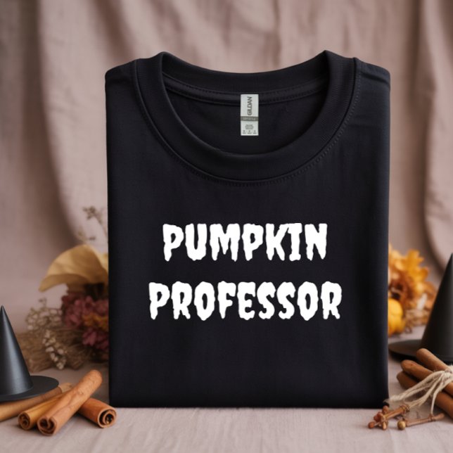 Pumpkin Professor white typography T-Shirt (Creator Uploaded)
