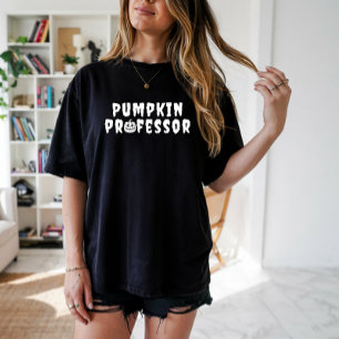 Pumpkin Professor white typography T-Shirt