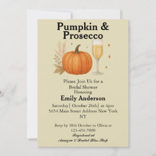 Pumpkin & Prosecco Fall Halloween Bridal Shower Invitation