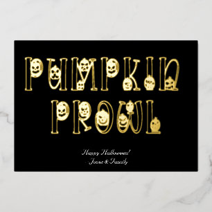 "Pumpkin Prowl" Halloween Typography Foil Invitation