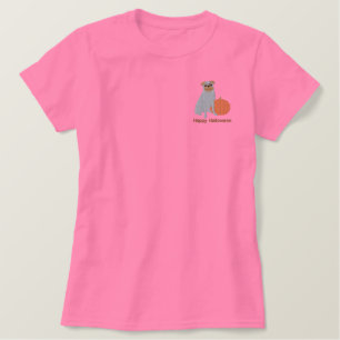 Pumpkin Pug Embroidered Shirt (Long Sleeve)