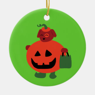 Pumpkin Puppy Ceramic Ornament