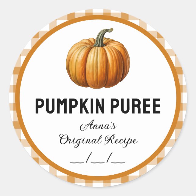 Pumpkin puree with checkered pattern label (Front)