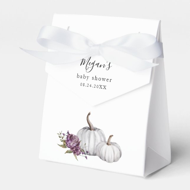 Pumpkin Purple Floral Baby Shower Favor Boxes (Front Side)
