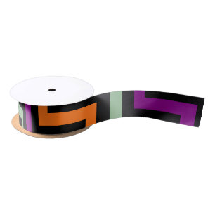 Pumpkin Purple, Green and Black D. Chevron Ribbon