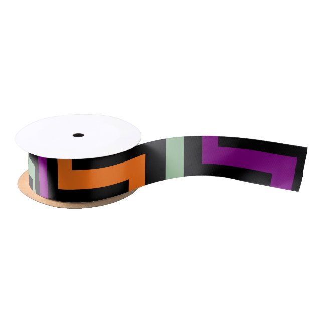 Pumpkin Purple, Green and Black D. Chevron Ribbon (Spool)