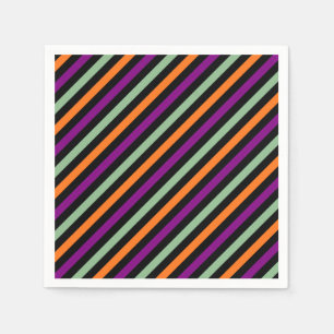 Pumpkin, Purple, Green and Black D. Stripes Paper Napkins