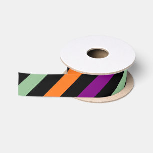 Pumpkin, Purple, Green and Black D. Stripes Ribbon