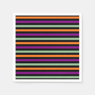 Pumpkin, Purple, Green and Black H. Stripes Paper Napkins