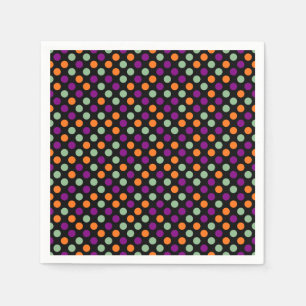 Pumpkin, Purple, Green and Black Polka Dots Paper Napkins