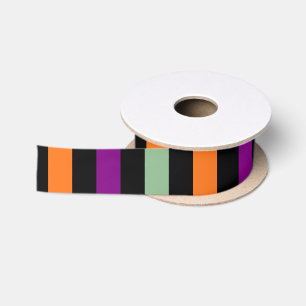 Pumpkin, Purple, Green and Black V. Stripes Ribbon