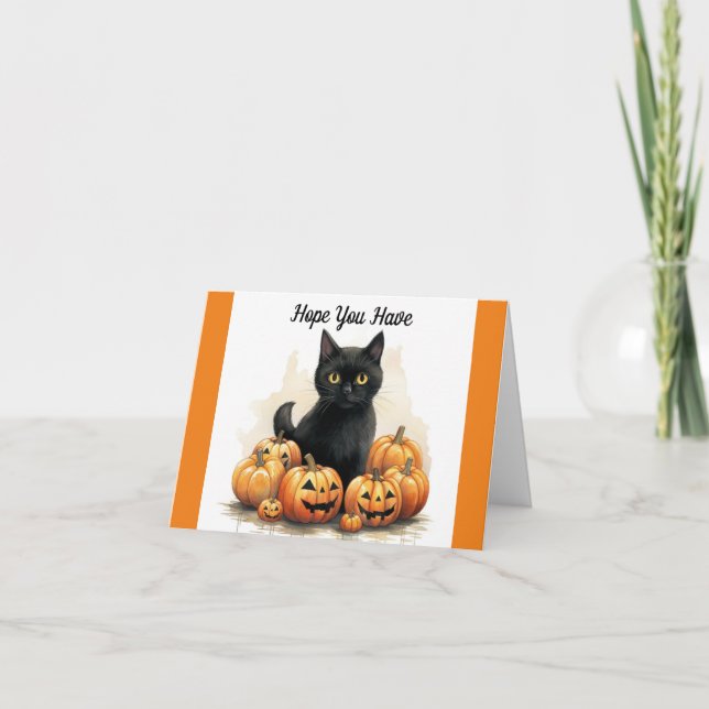 Pumpkin Purrfect Halloween Greeting Card (Front)