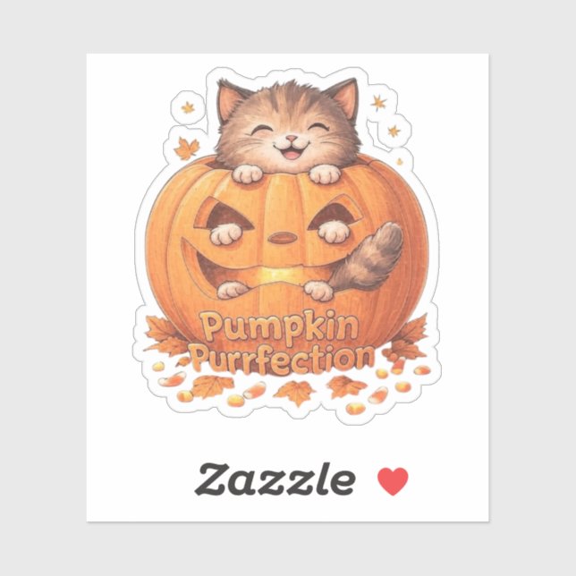 Pumpkin Purrfection – Cute Halloween Cat Vinyl Sticker (Sheet)