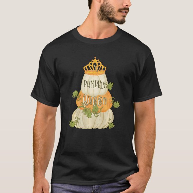 Pumpkin Queen Autumn Fall Family Pajama Thanksgivi T-Shirt (Front)
