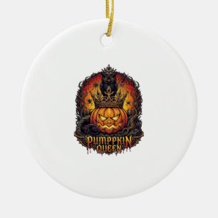 Pumpkin Queen Halloween Owl Spider Black Cat_1 Ceramic Ornament