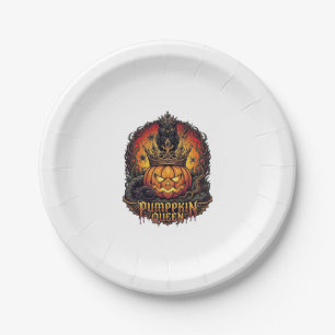 Pumpkin Queen Halloween Owl Spider Black Cat_1 Paper Plates